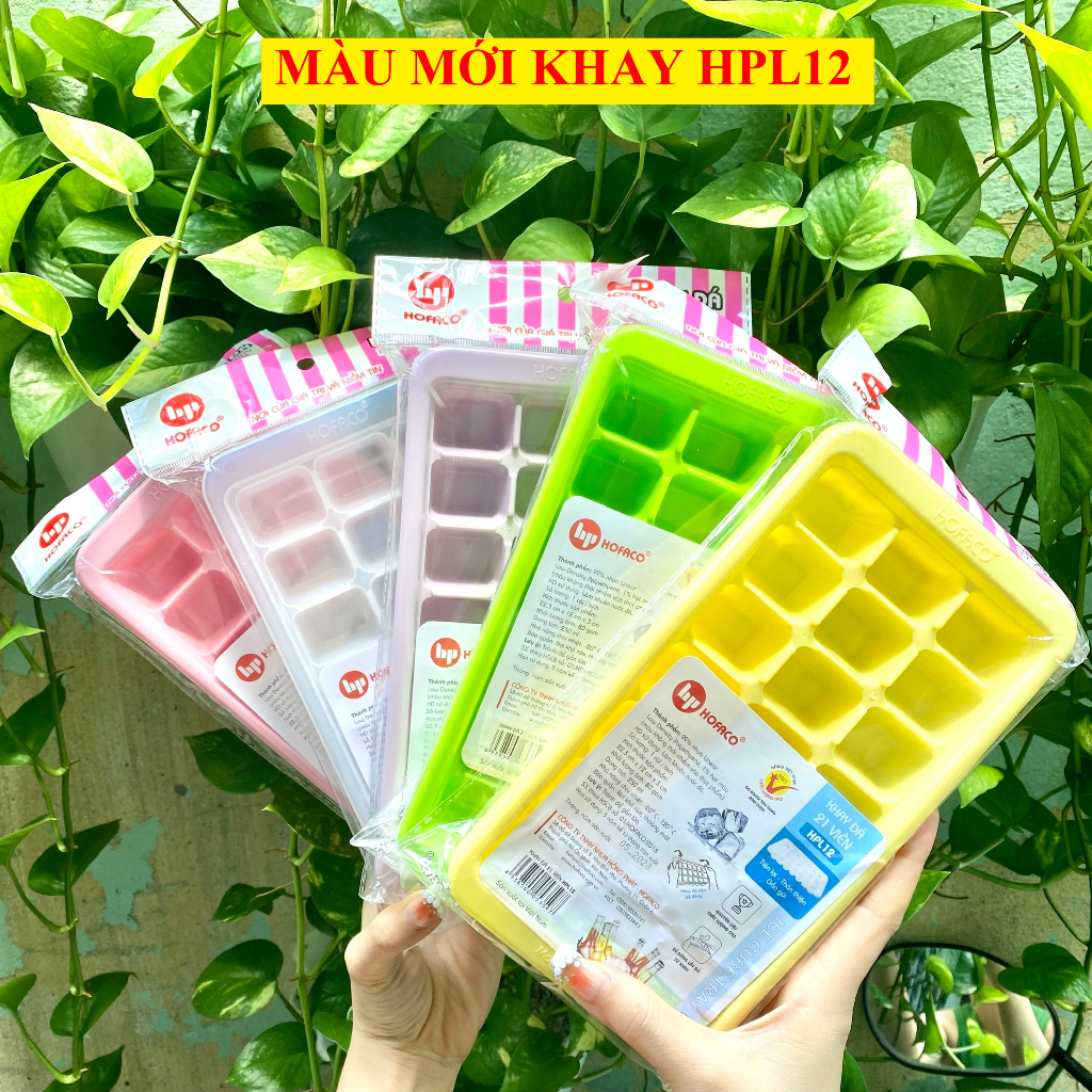 Khay đá vuông 21 viên HPL12 - Khuôn làm đá, làm thạch 21 ngăn siêu tiện lợi bằng nhựa HOFACO