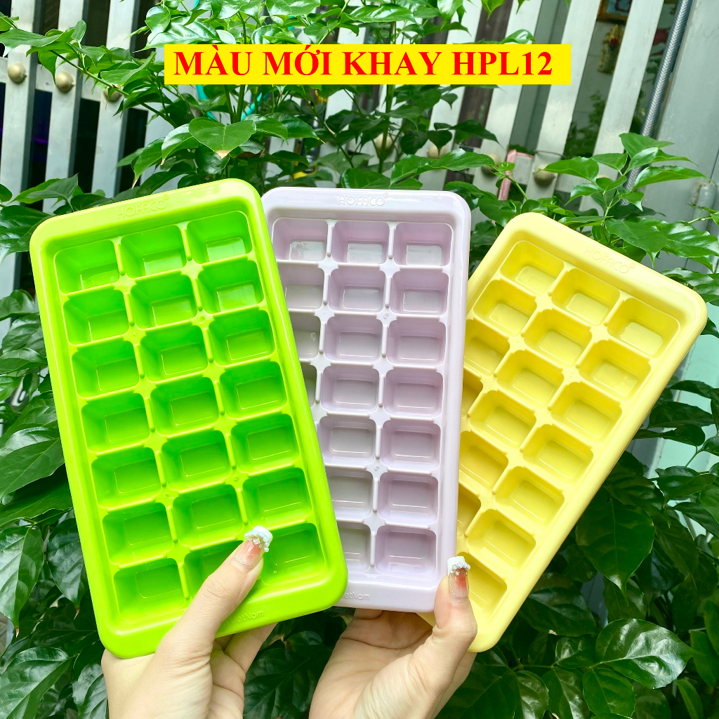 Khay đá vuông 21 viên HPL12 - Khuôn làm đá, làm thạch 21 ngăn siêu tiện lợi bằng nhựa HOFACO