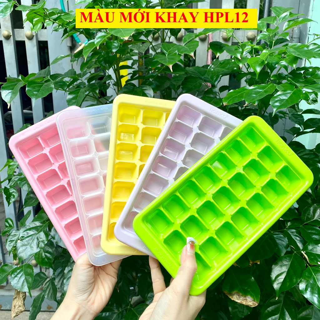 Khay đá vuông 21 viên HPL12 - Khuôn làm đá, làm thạch 21 ngăn siêu tiện lợi bằng nhựa HOFACO