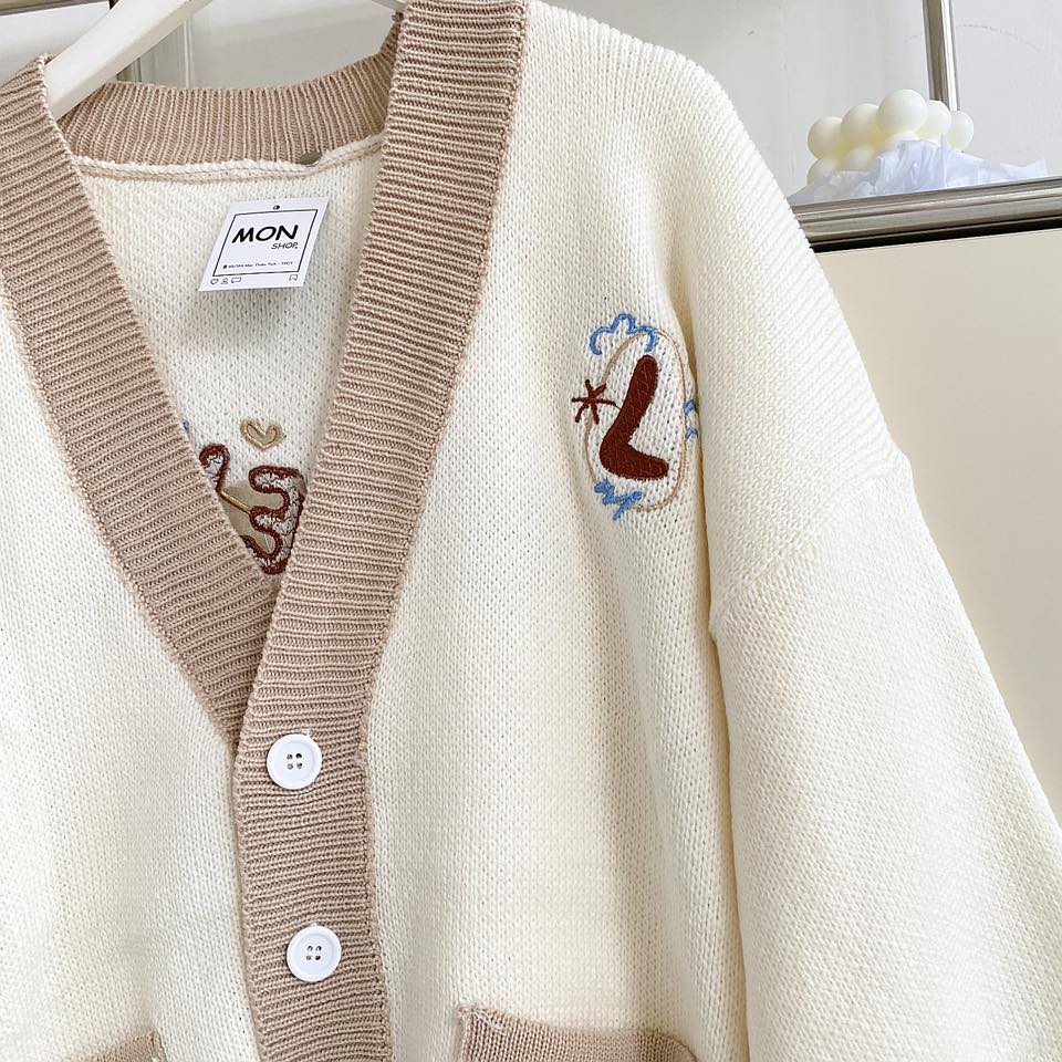 Cardigan len thêu chữ 668900, 668901