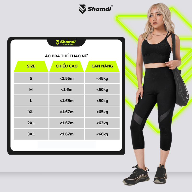 Áo Bra Nữ Thể Thao Có Mút SHAMDI Longline Nâng Đỡ Ngực, Chất Vải Co Giãn 4 Chiều Thoáng Khí - SD1162