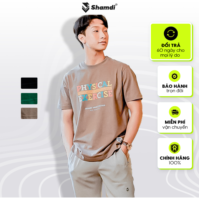 Áo Thun Unisex SHAMDI Vitage Physical Excercise Vải Cotton Spandex Chống Tia UV và Kháng Khuẩn - SD1190