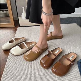  Dép bít mũi đế bằng da mềm phong các Hàn Quốc thời trang 2023- Dazzling Shoes DA845 