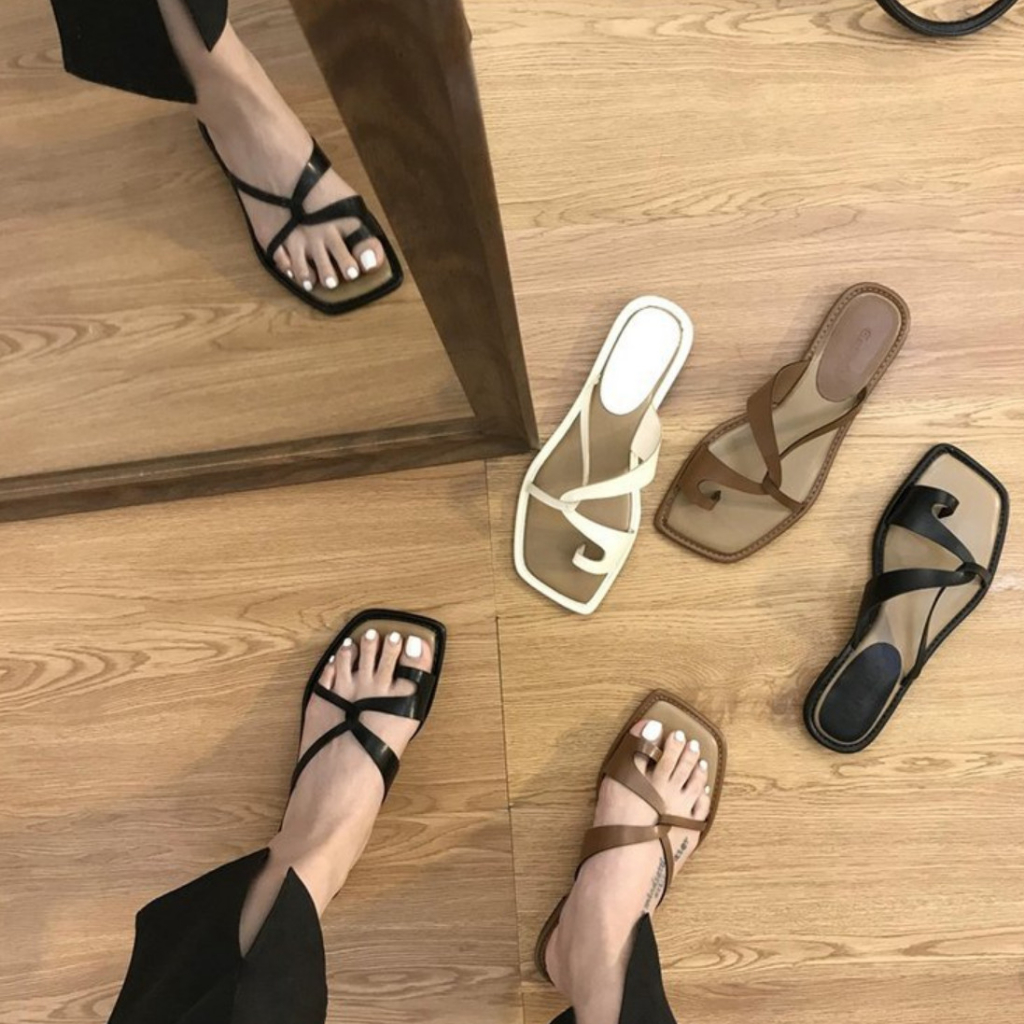 Dép xỏ ngón da mềm chống trơn trượt, dép kẹp xỏ ngón- Dazzling Shoes DA846