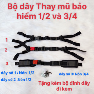 Bộ Dây Thay Mũ Bảo Hiểm Nửa Đầu 1/2 và 3/4 Đầu, Dây Lắp Nón Bảo Hiểm +Tặng Kèm Bộ Đinh Tán