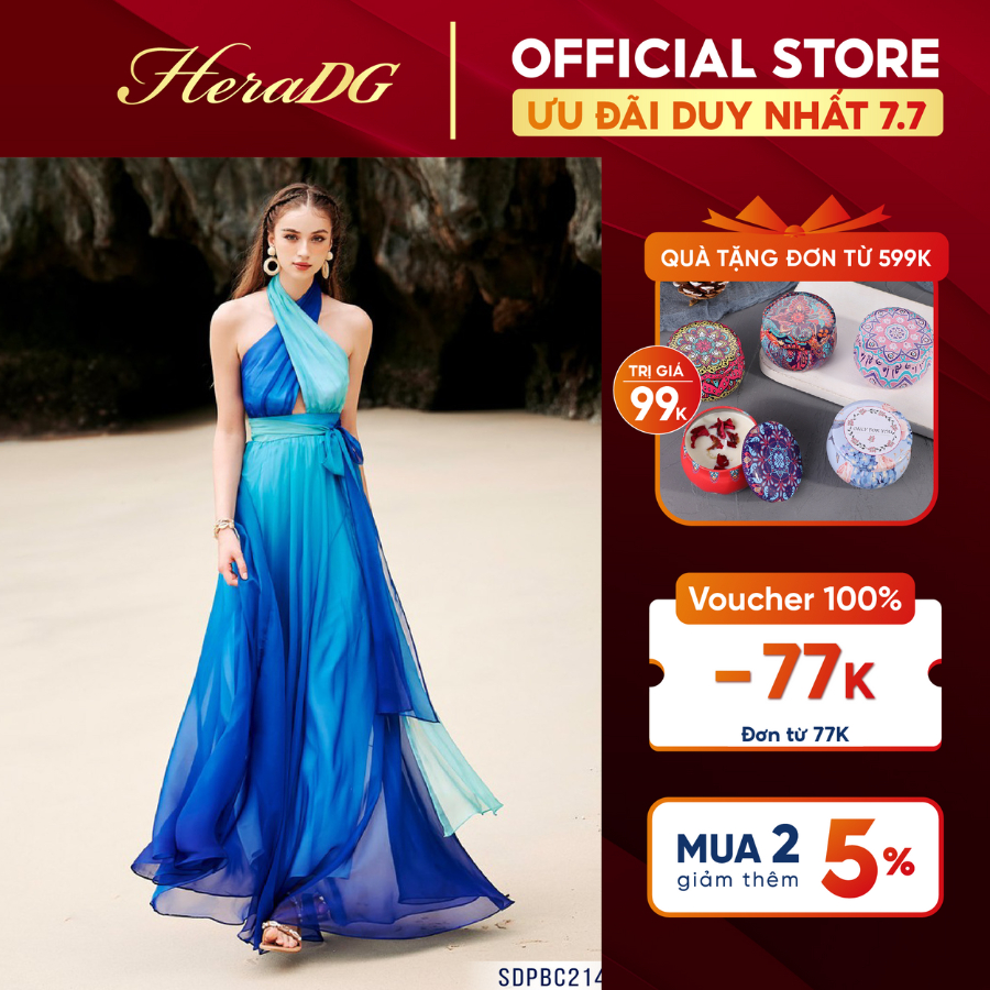 Đầm maxi tơ HeraDG thiết kế cổ bắt chéo cùng sắc màu ombre mang tới sự cuốn hút sang trọng SDPBC2140