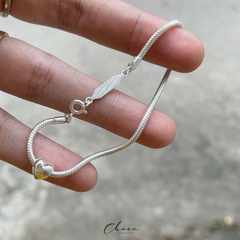 Vòng tay dây Pan mix tim Choco Jewelry