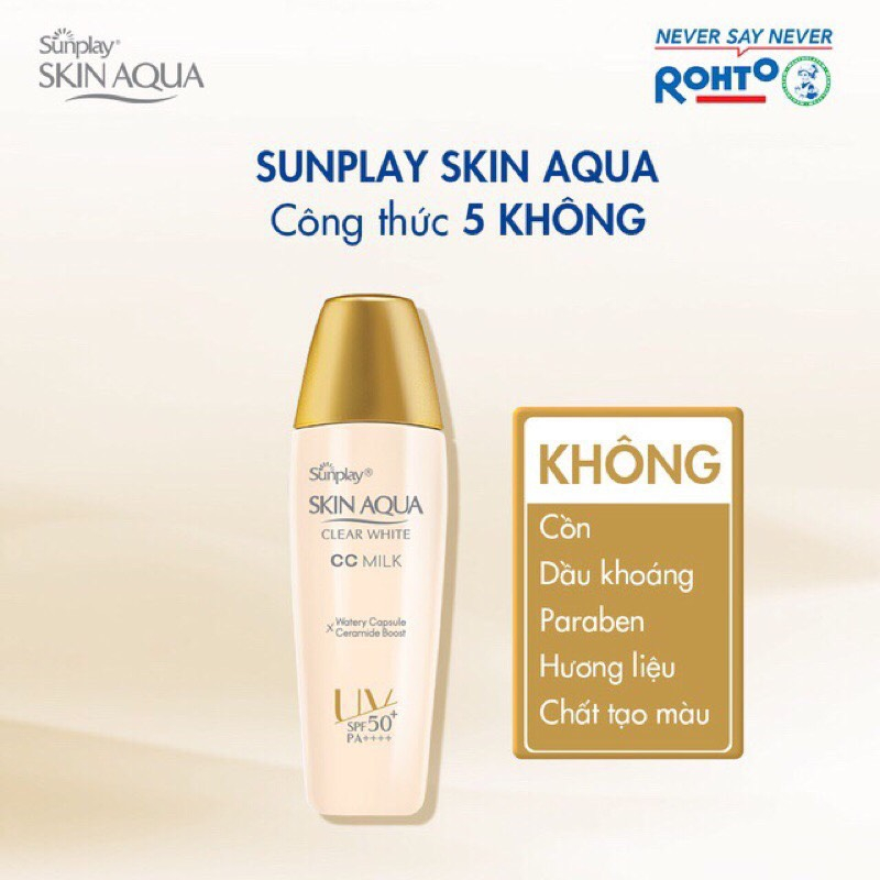 kem chống nắng trang điểm sunplay skin aqua clear white cc milk