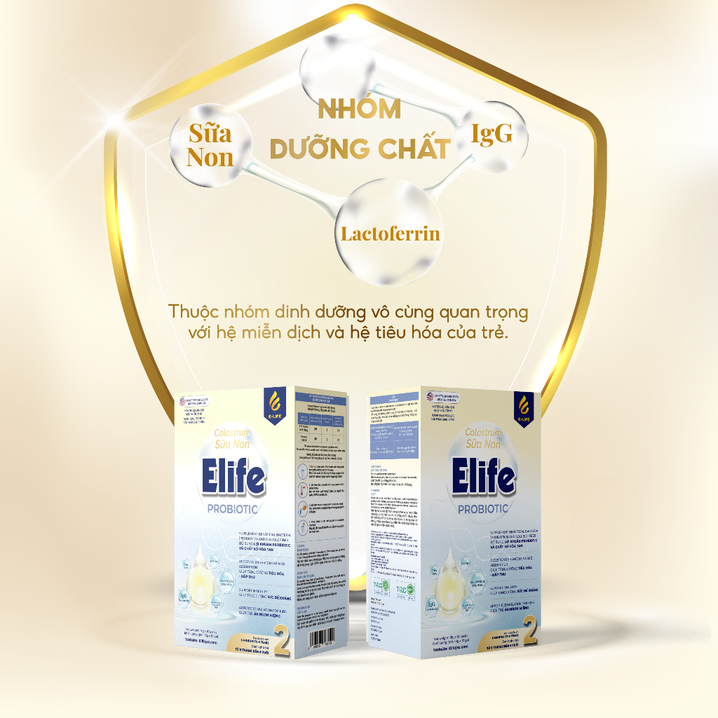 [Combo 3 hộp Sữa non ELIFE 2 PROBIOTIC] - Cho trẻ từ 1 - 6 tuổi - Tặng 1 bình lắc sữa cao cấp