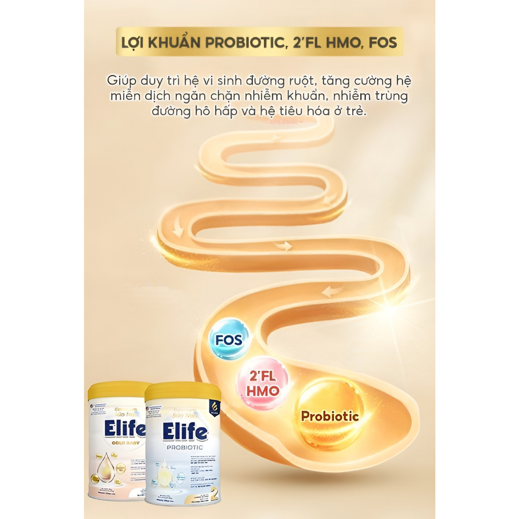 Sữa non ELIFE 2 PROBIOTIC hộp 12 gói cho trẻ và bé ăn ngon ngủ ngon, hết táo bón tiêu hóa khỏe, tăng đề kháng, chiều cao