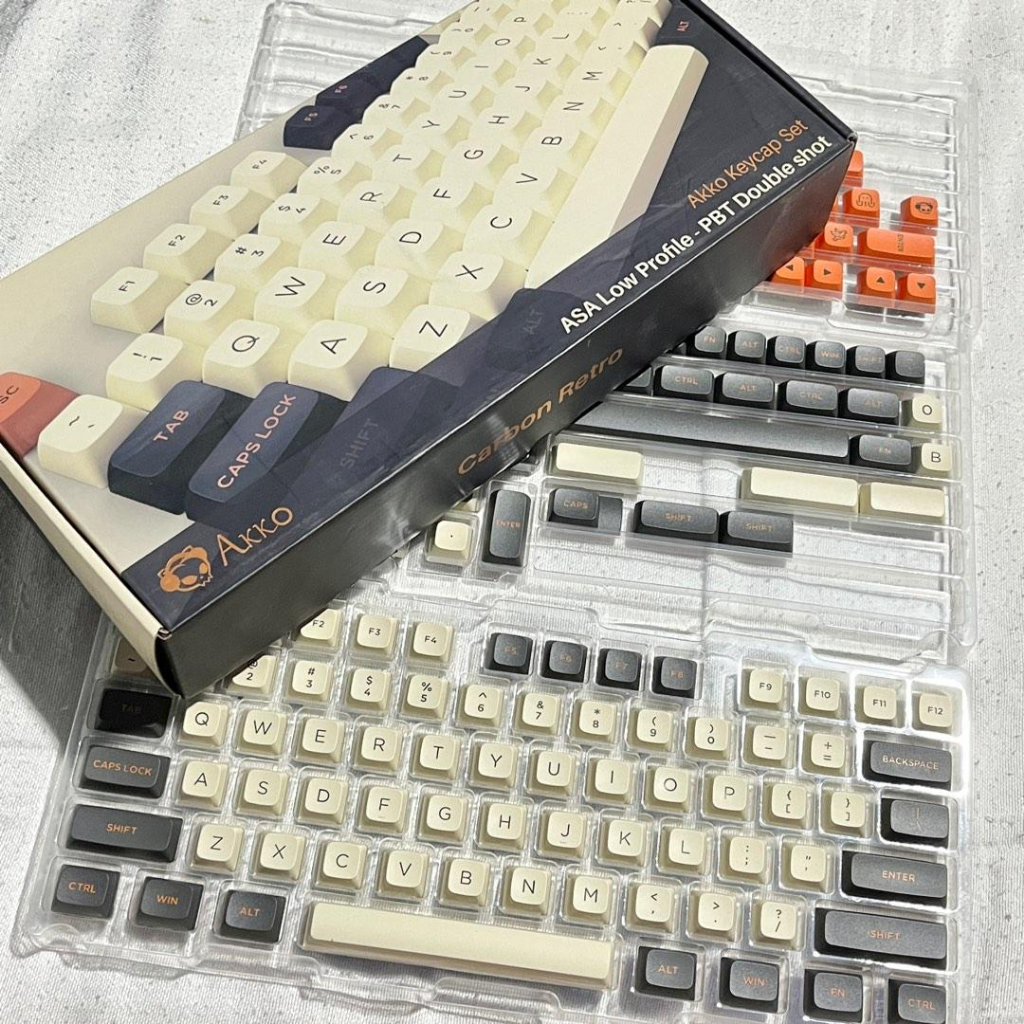 Akko Keycaps set Carbon Retro - (ASAlow profile)