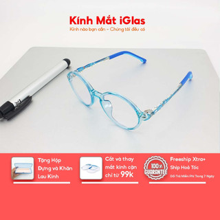 Gọng Kính Màu Xanh Nhựa Dẻo Cho Bé Từ 2-6 Tuổi iGlas 042 - Gọng Kính Cận Mắt Tròn Đẹp Dễ Thương Dành Cho Trẻ Em