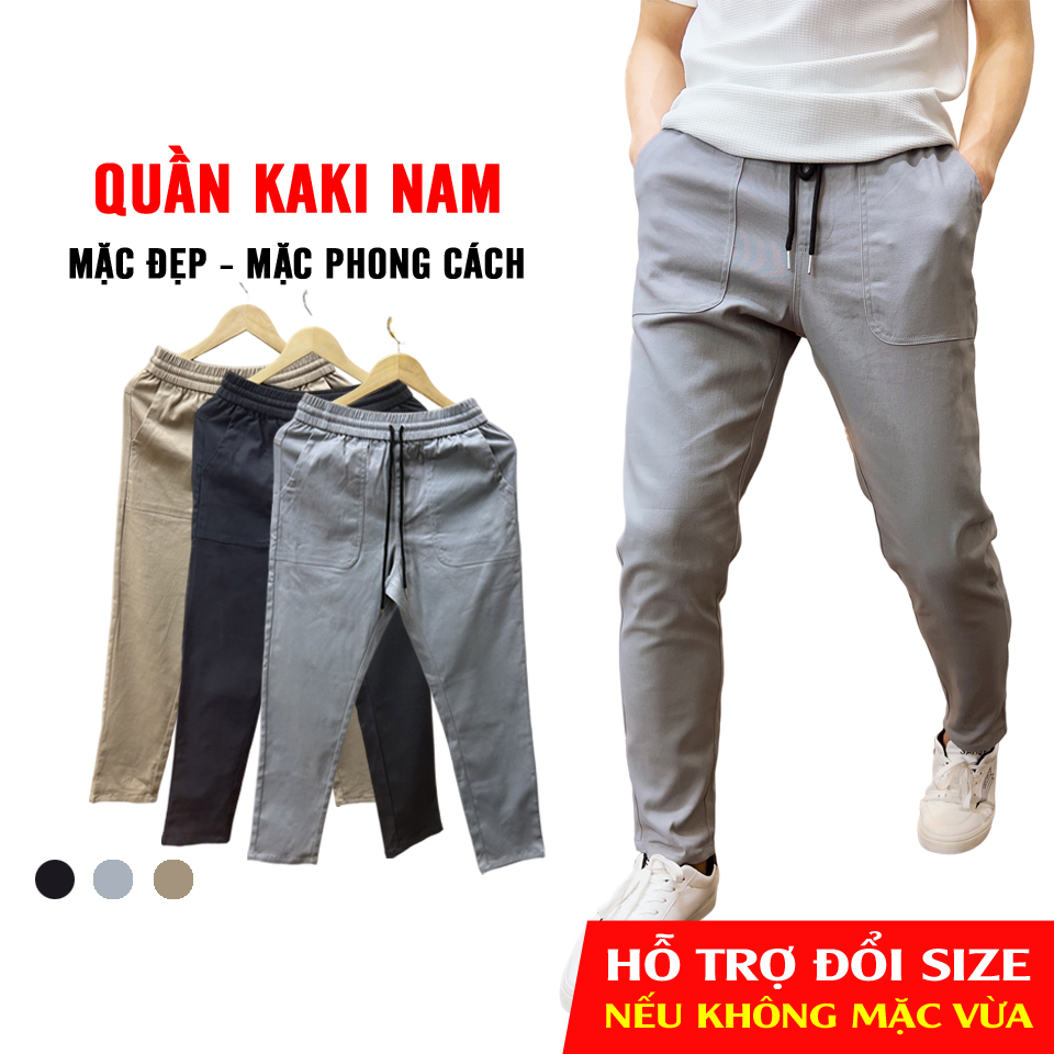 Quần dài kaki nam cạp chun ống côn bó, chất liệu kaki cotton co giãn nhẹ thoải mái khi mặc - KK02