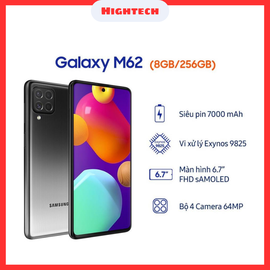 Điện Thoại Samsung Galaxy M62 /pin 7000mAh - Hàng Chính Hãng BH 12 tháng tặng kèm ốp lưng .