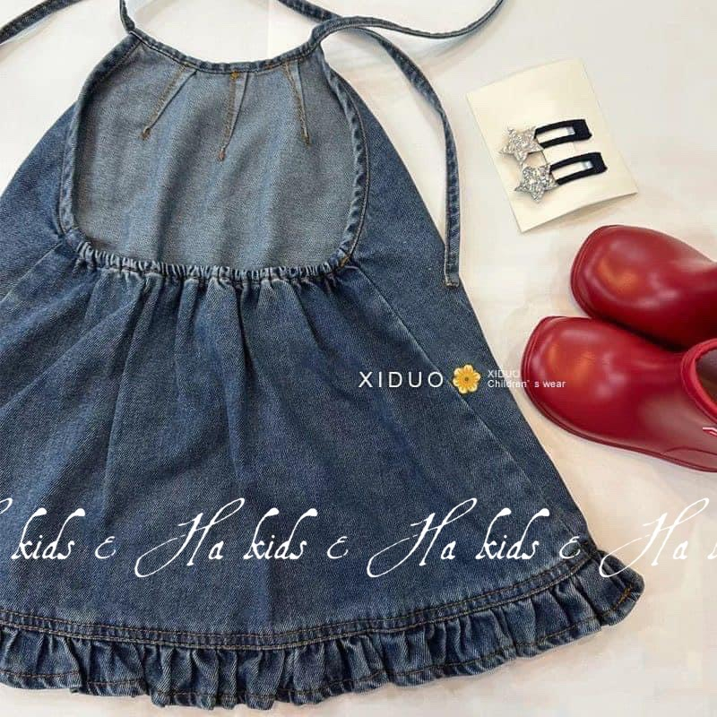 Váy yếm jean viền bèo xinh xắn cho bé gái