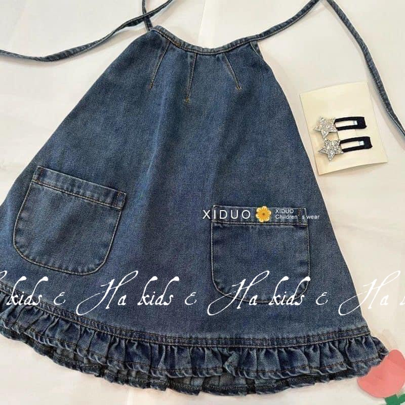Váy yếm jean viền bèo xinh xắn cho bé gái