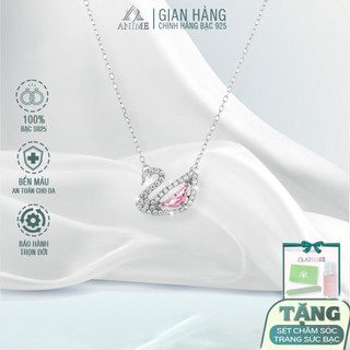 Dây chuyền crystal swan necklace, dây chuyền thiên nga xanh - hồng - đen chính hãng anime