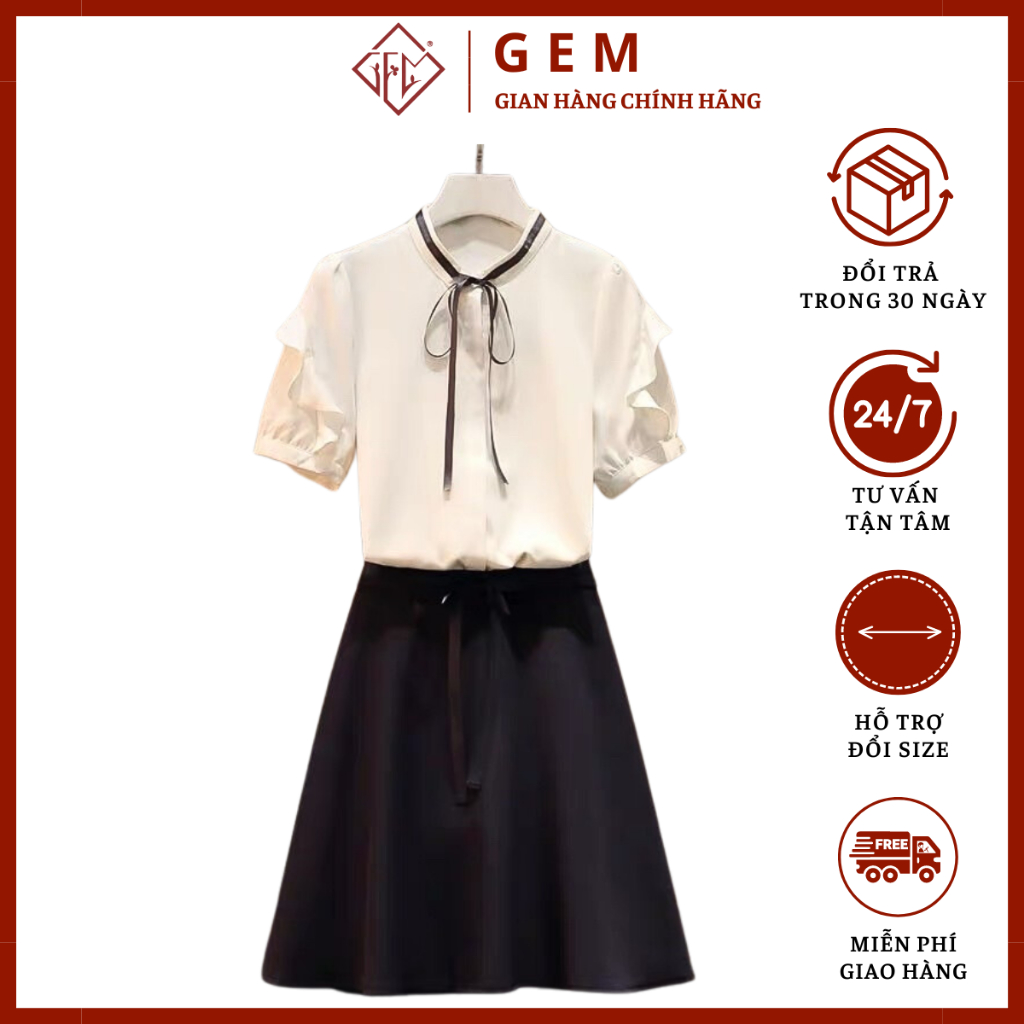 Áo kiểu chất lụa mềm mát có Bigsize dễ phối chân váy hoặc quần G253 - GEM Fashion