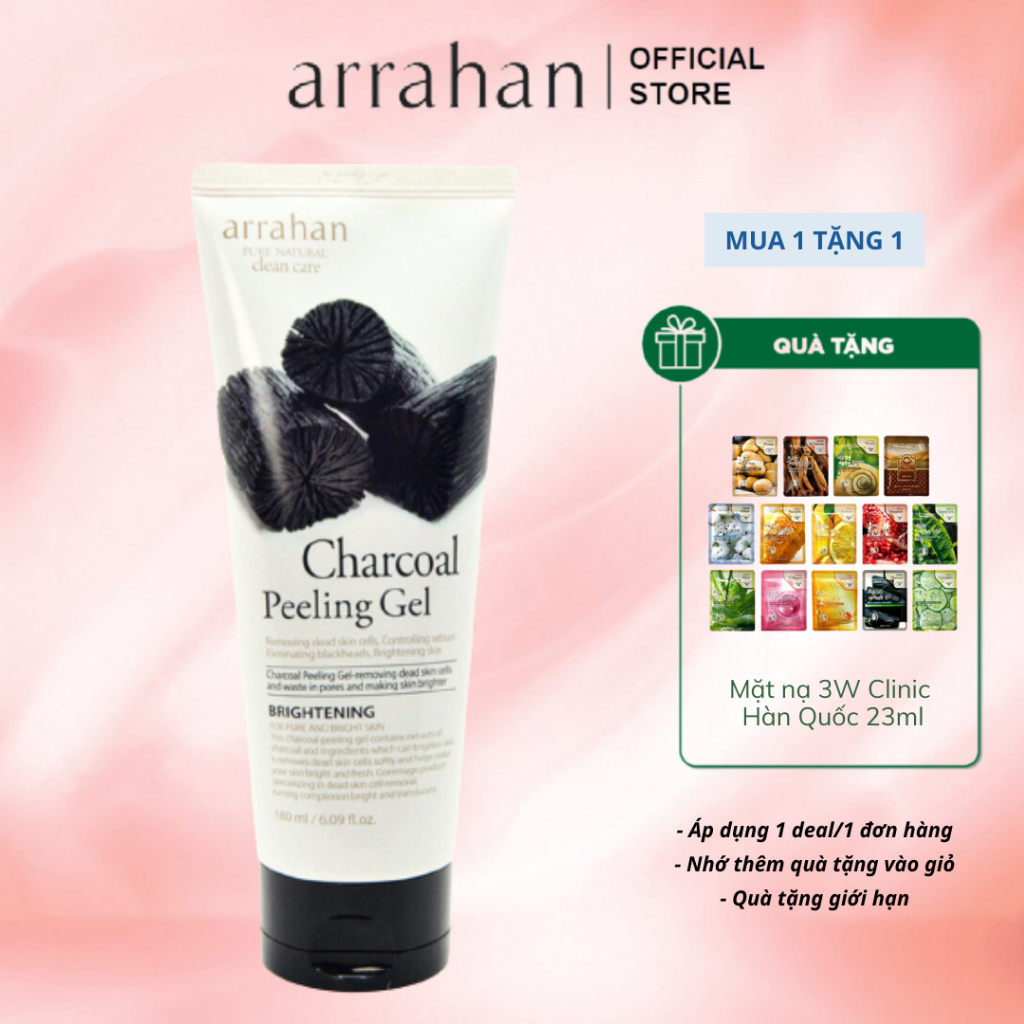 Tẩy Da Chết Arrahan Charcoal Peeling Gel 180ml Hàn Quốc
