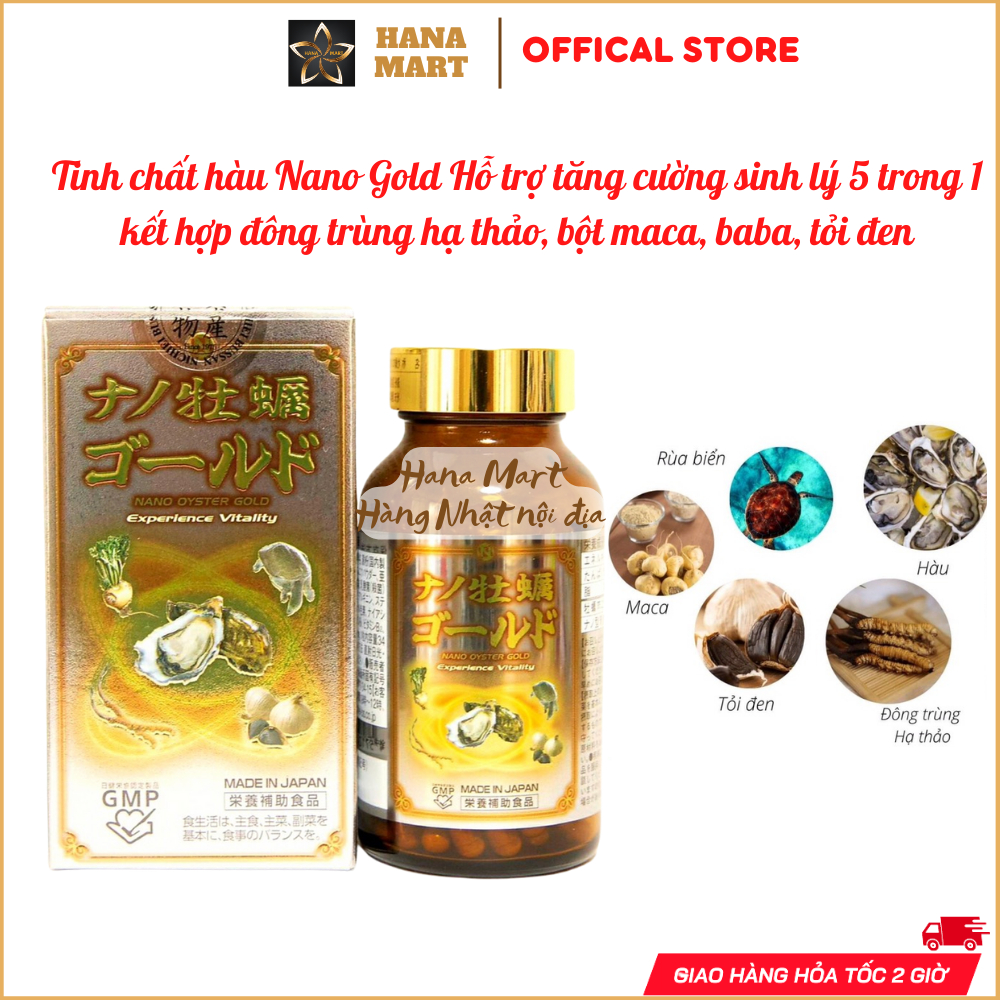Tinh chất hàu Nano Gold hỗ trợ tăng cường sinh lý 5 trong 1 kết hợp đông trùng hạ thảo, bột maca, baba, tỏi đen Nhật Bản