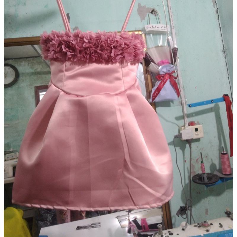 Váy đầm tacta 2 dây đi tiệc đính hoa ngực sang chảnh cho bé gái 10-30kg