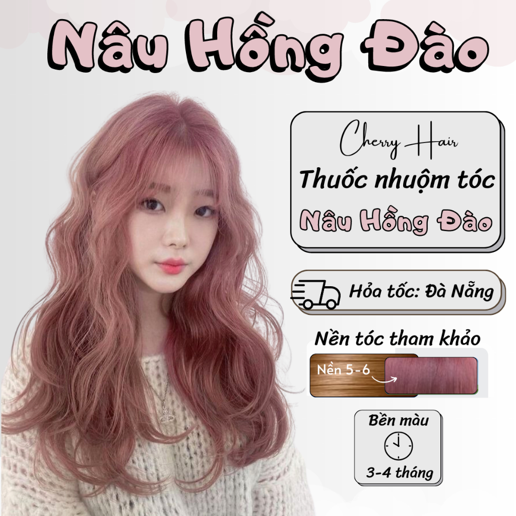 Thuốc Nhuộm Tóc Màu Nâu Hồng Đào Thuốc nhuộm Tóc chính hãng tặng kèm Oxy + Bao Tay, Cherry Hair. Cherry Hair