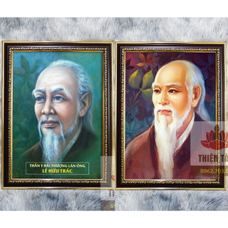Tranh Hải Thượng Lãn Ông Lê Hữu Trác 36x48cm bằng vải phủ bóng khung composite xịn xò