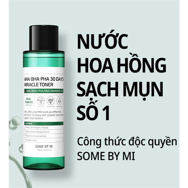 Nước hoa hồng Some By Mi làm sạch da dầu mụn trong 30 ngày AHA-BHA-PHA 30 Days Miracle Toner 150ml