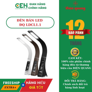 Đèn bàn led bảo vệ thị lực điện quang đq ldcl1.1 5w đèn bàn có tích hợp đồng hồ báo thức
