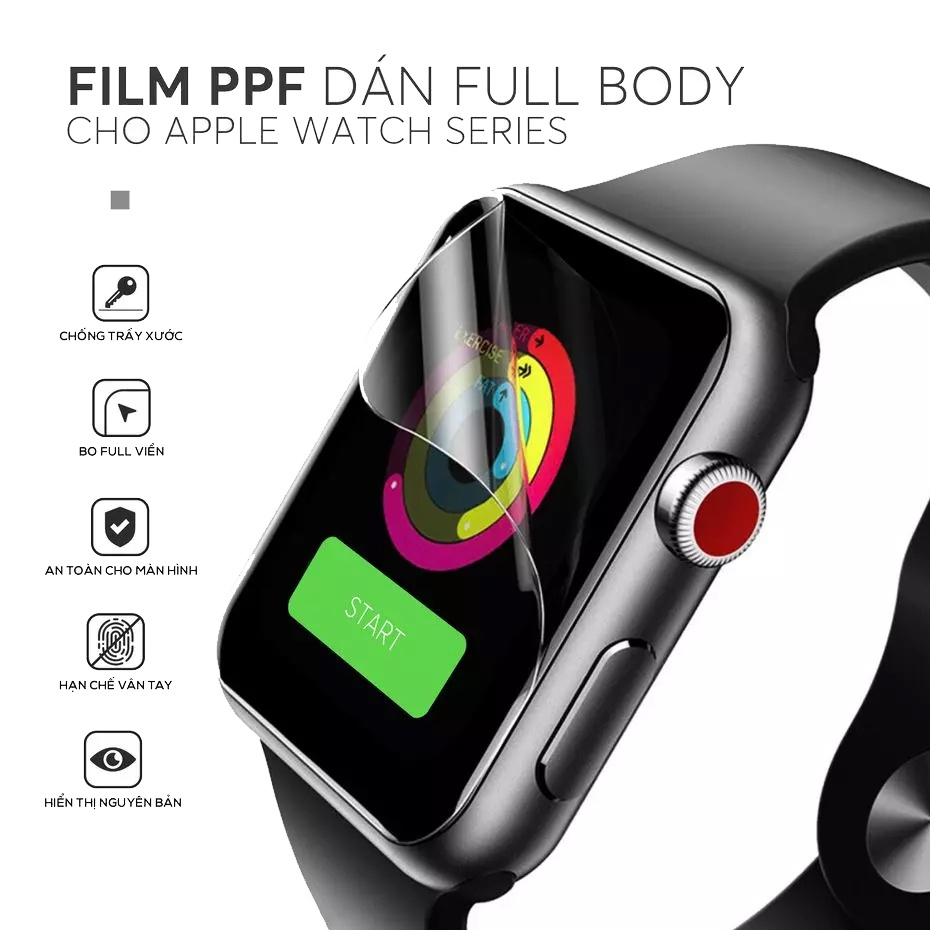 Dán Miếng dán Ppf apple watch full 38mm 40mm 42mm 44mm 45mm 49mm chống trầy xước bảo vệ màn hình tặng kèm khăn lau