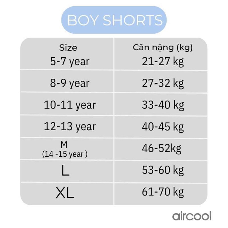 Quần đùi lót Aircool bé trai