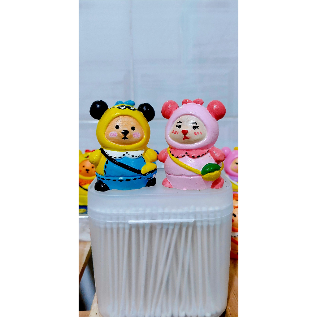 Tượng Thạch Cao Gấu Đeo Túi Size Mini 6cm