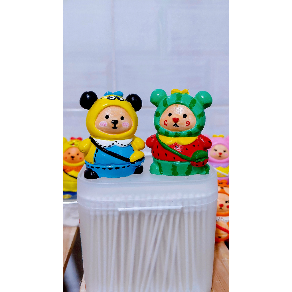 Tượng Thạch Cao Gấu Đeo Túi Size Mini 6cm