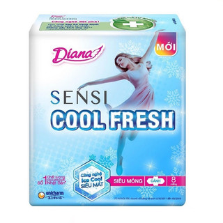 BVS Diana SenSi Cool Fresh siêu mỏng - vệ sinh phụ nữ cánh 8 miếng
