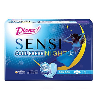 Băng vệ sinh Diana Sensi Cool Ban Đêm Fresh Night - BVS ban đêm siêu thấm 35cm 3 Miếng