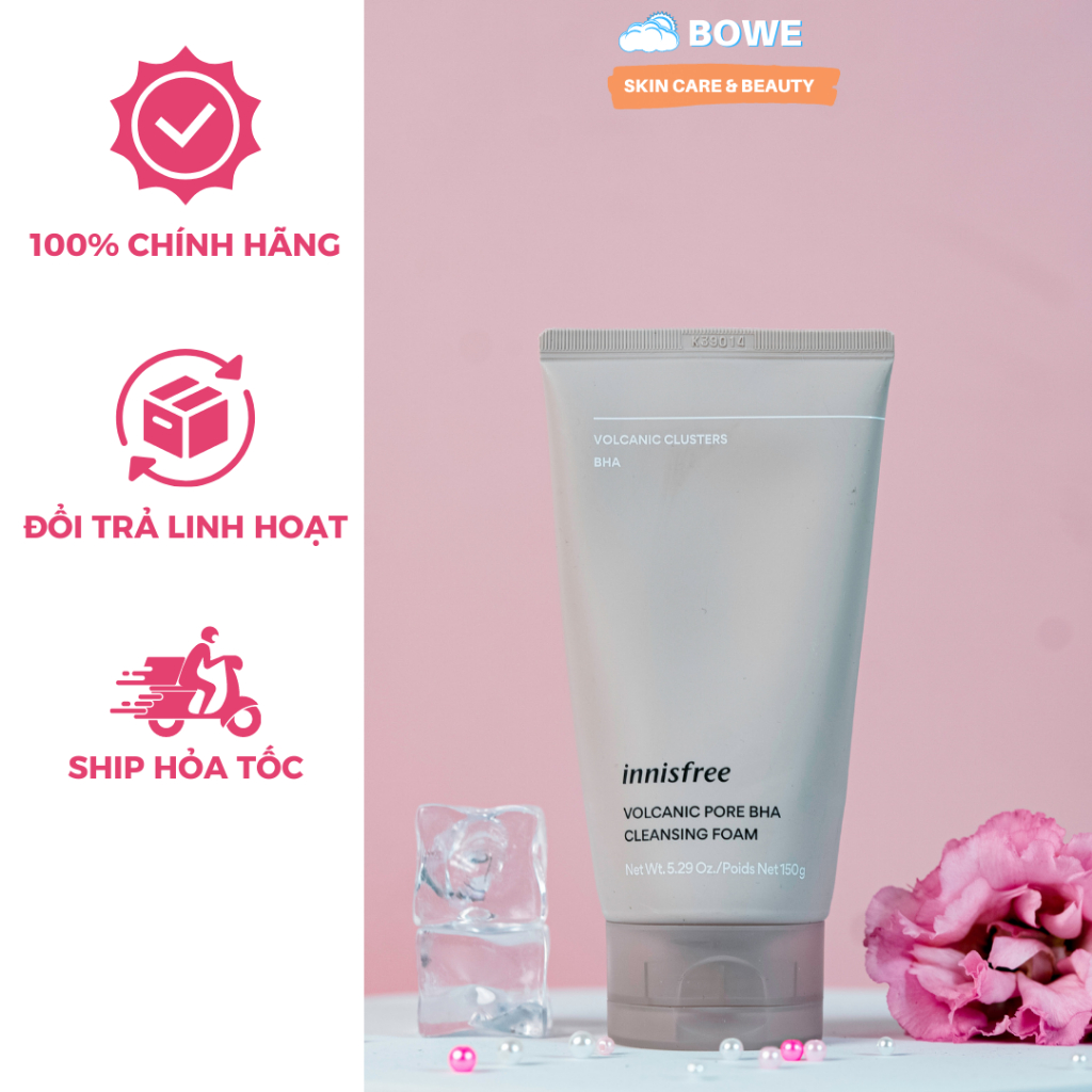 (Mẫu mới) Sữa Rửa Mặt Tro Núi Lửa Giảm Đầu Đen, Bã Nhờn Innisfree Jeju Volcanic Pore Cleansing Foam 150ml