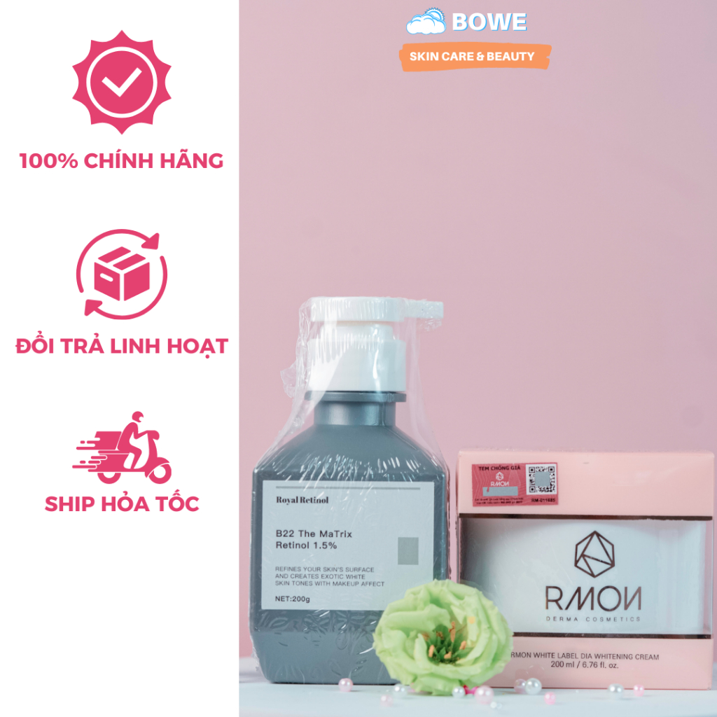 COMBO KEM DƯỠNG DA RMON 200ML +RETINOL B22 1.5%THE MATRIX 200G KÍCH TRẮNG BODY