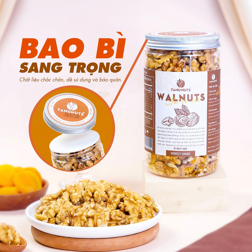 Nhân hạt óc chó tách vỏ TANU NUTS, hạt ngũ cốc dinh dưỡng cho bà bầu, ăn kiêng, giảm cân