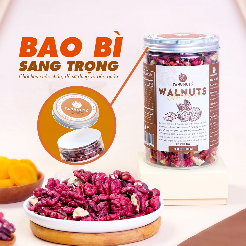 Hạt óc chó đỏ tách vỏ TANU NUTS, ngũ cốc dinh dưỡng cho bà bầu