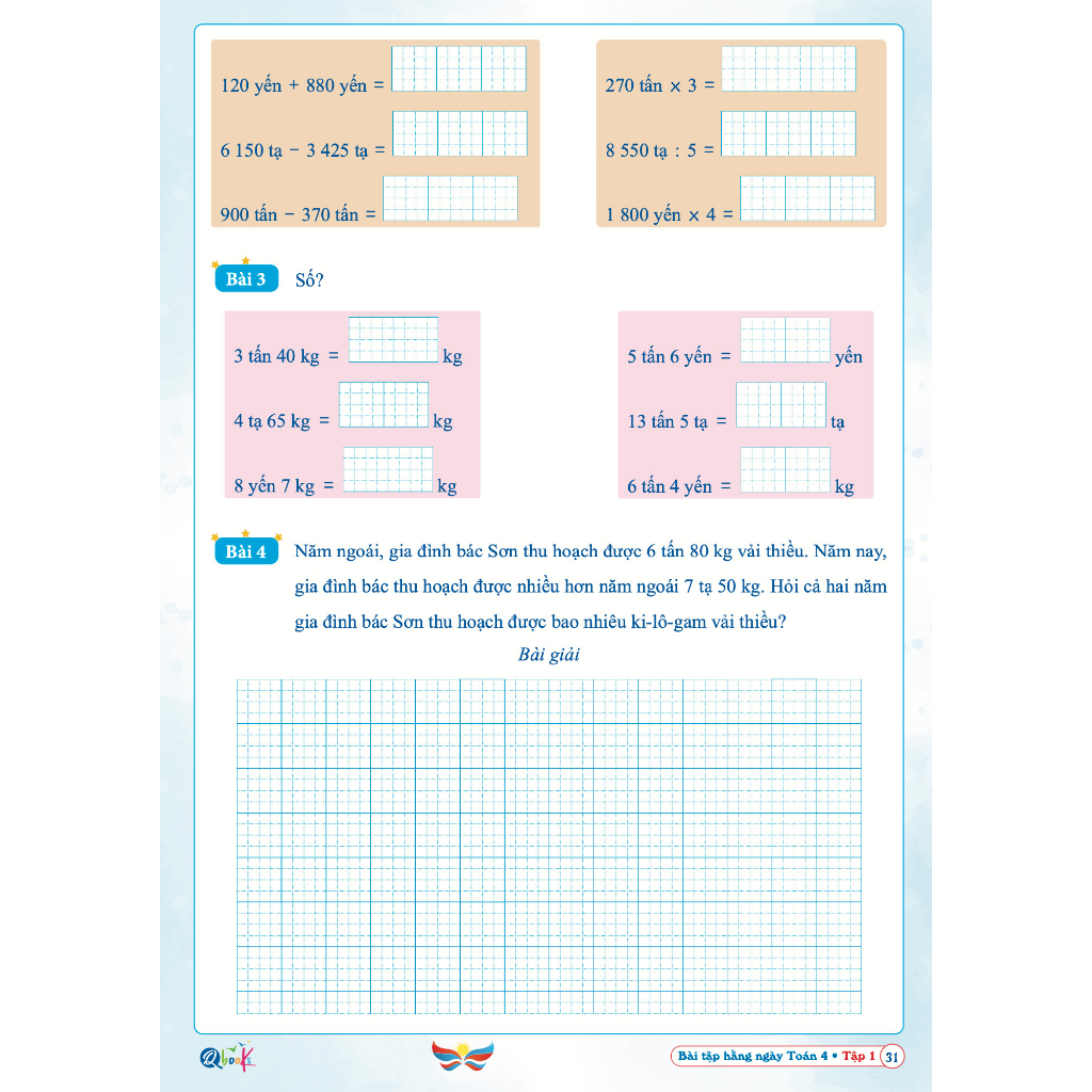 Sách - Bài Tập Hằng Ngày Toán Lớp 4 - Tập 1 - Cánh Diều