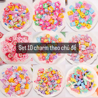 Set 10 charm theo chủ đề Trang trí toploader, kẹp tóc