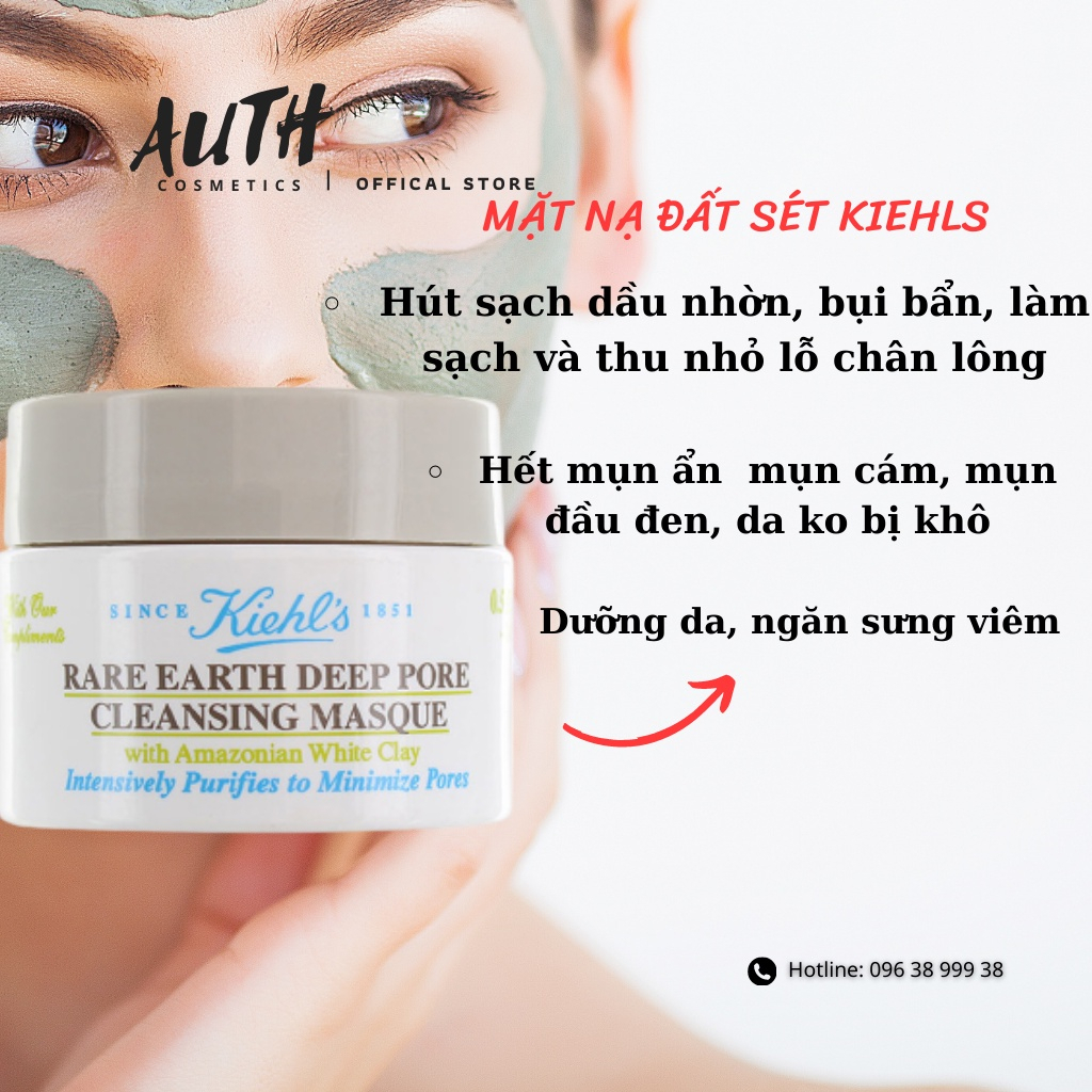 Mặt Nạ Đất Sét Kiehl s Làm Sạch Sâu Se Khít Lỗ Chân Lông, giảm mụn đầu đen, ngăn ngừa lão hóa 125ml