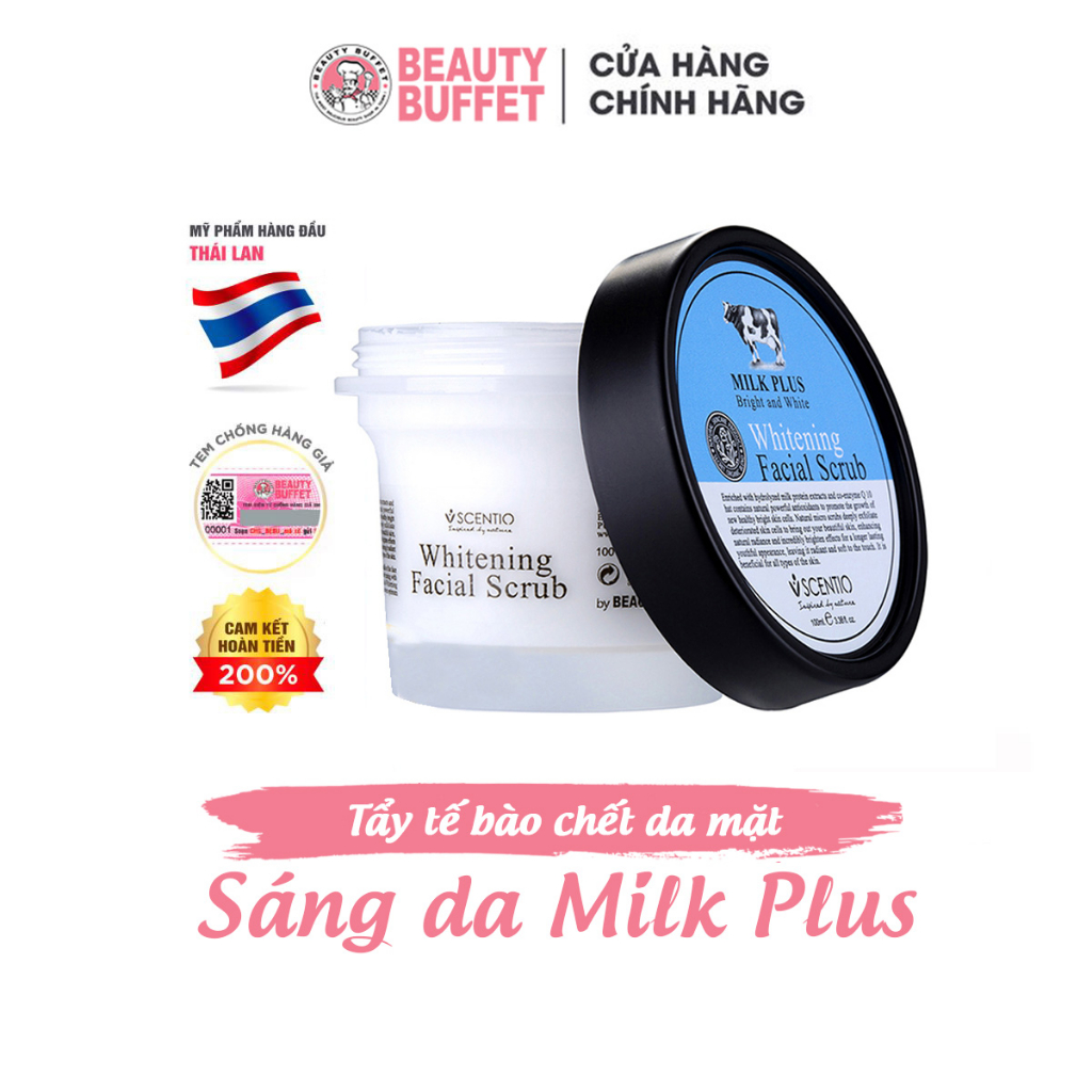 Tẩy tế bào chết da mặt dưỡng trắng và trẻ hóa da Scentio Milk Plus Q10 100ml