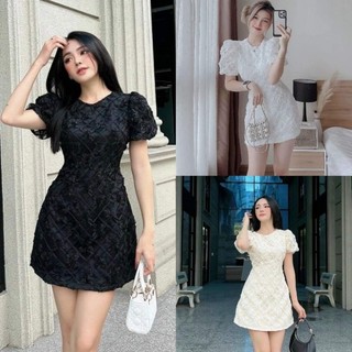Đầm xoè ngắn caro hoa cao cấp-TKO TẶNG KÈM HOA TAI THỜI TRANG