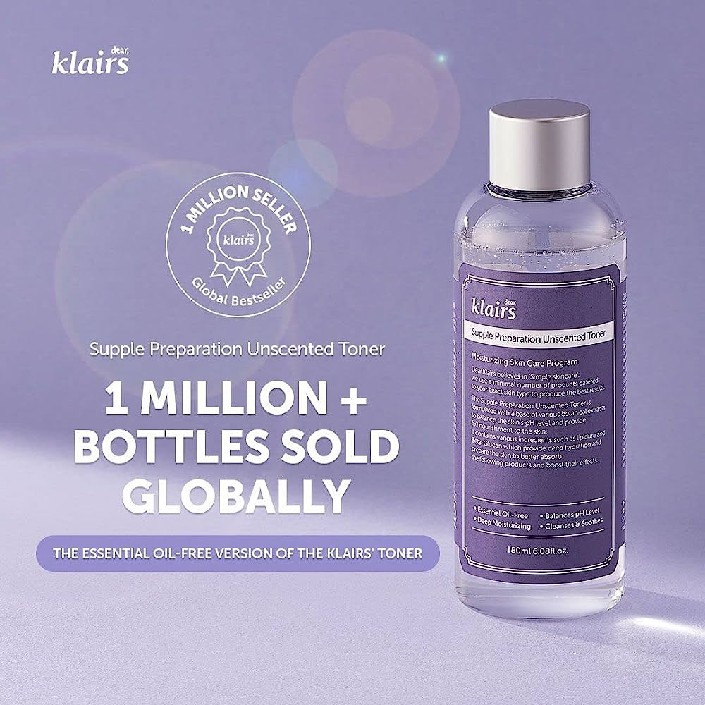 Nước Hoa Hồng Không Mùi Dưỡng Ẩm Da Và Làm Mềm Da Dear Klairs Supple Preparation Unscented Toner 180ml