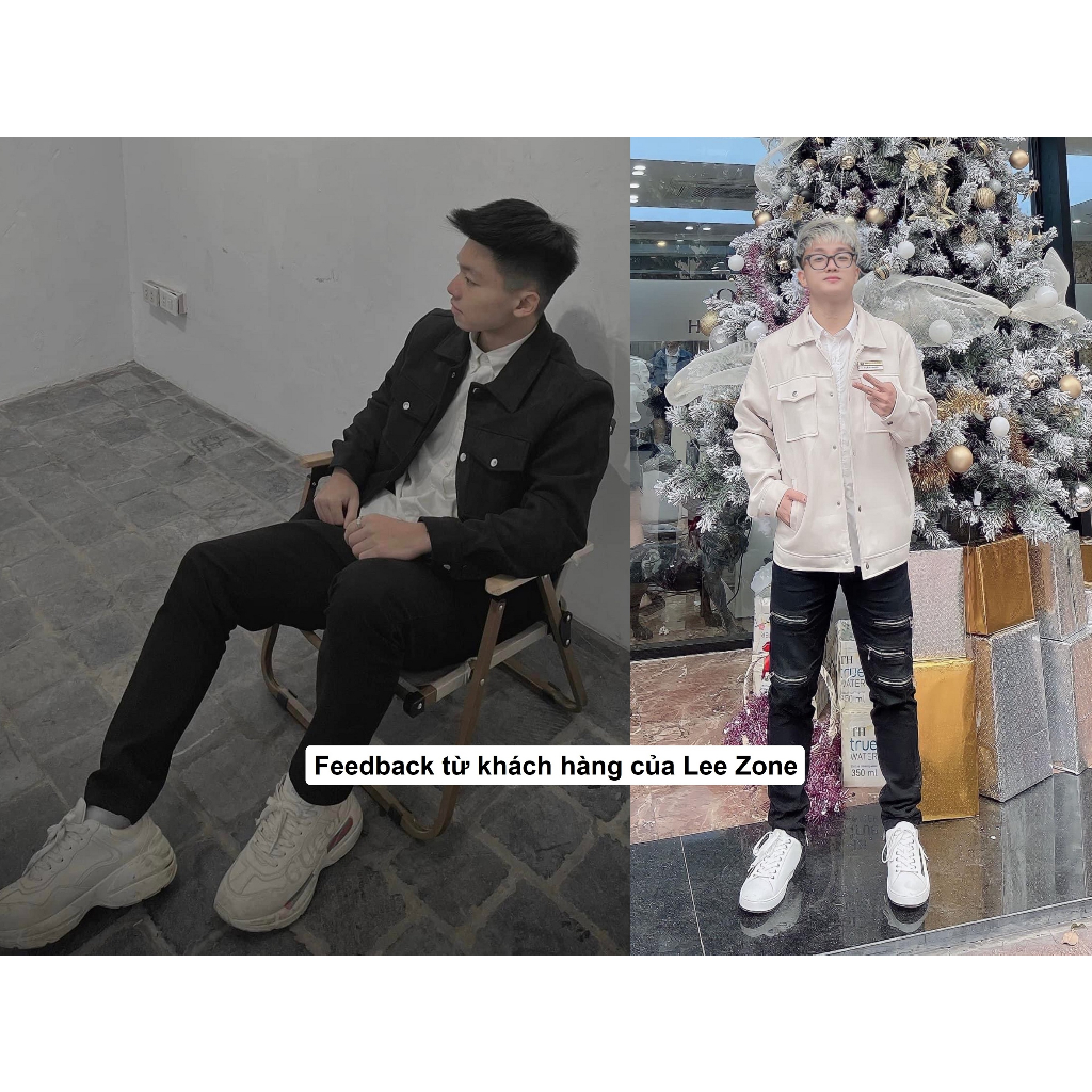 Áo khoác Da lộn nam LeeZone cao cấp | Da lộn trơn cúc bấm