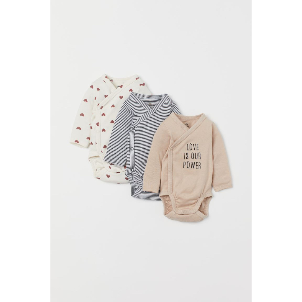 Set 3 bodysuits dài tay cho bé sơ sinh, Hờ mờ UK US săn SALE