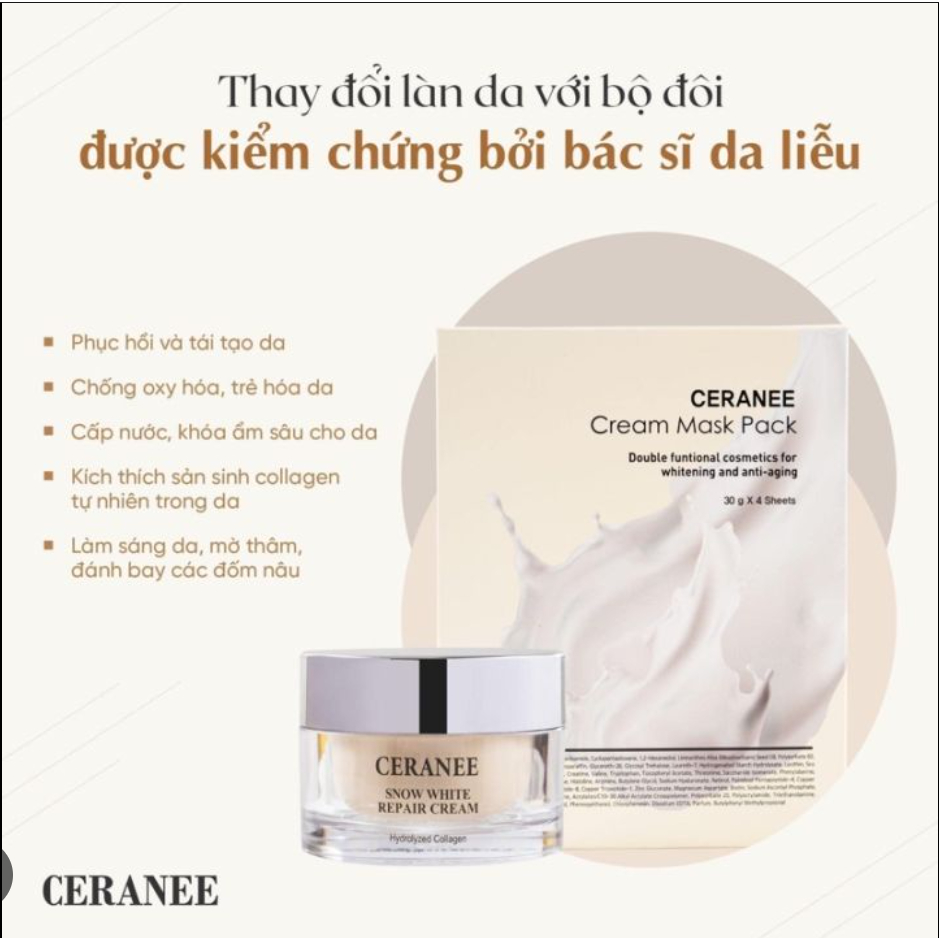 Kem dưỡng da Ceranee chính hãng phục hồi da, dưỡng ẩm trắng da giúp căng bóng chuẩn hàn, chống lão hóa, mờ thâm xóa nhăn