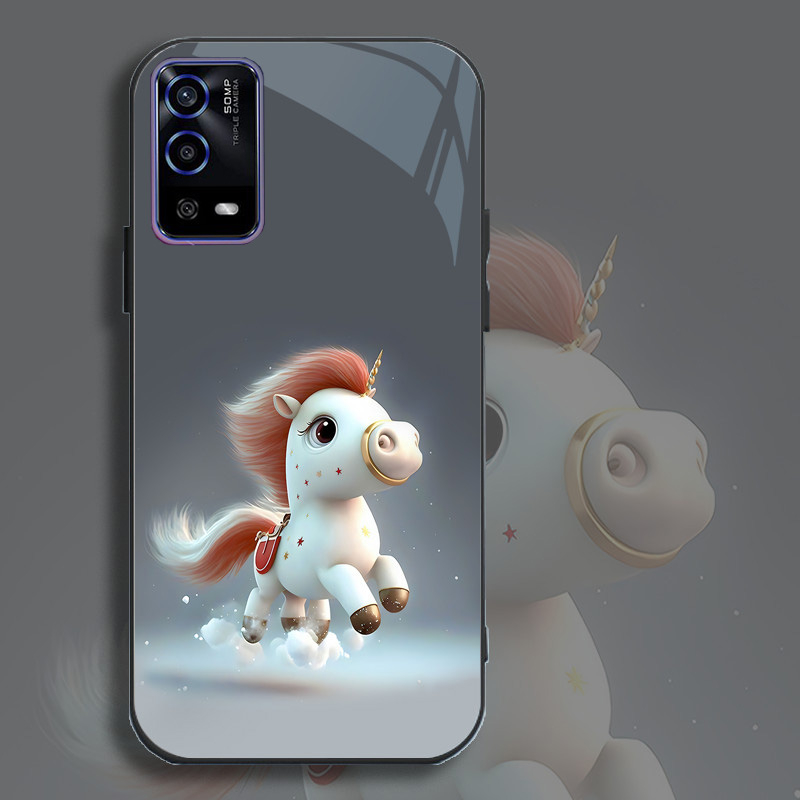 Ốp Lưng OPPO A55 Mặt kính cường lực, cao cấp Họa tiết 12 CON GIÁP NGỘ NGHĨNH