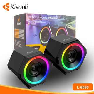 Loa máy tính để bàn mini led rgb 2.0 kisonli l-6060 loa vi tính laptop gaming nghe nhạc bass lớn có dây